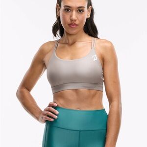 PELETON Cadence Women's Glaze Shimmer Taupe Sports Bra 1X